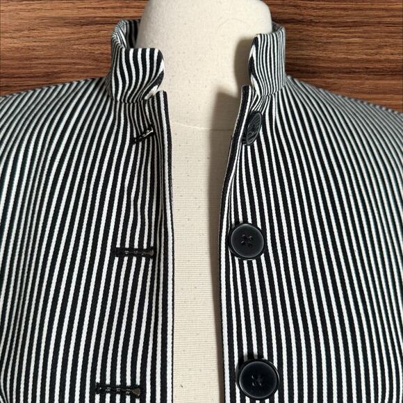 CHAPS by Ralph Lauren Jacket Sz 4 Womens Black and White Stripe Lined Blazer - Picture 7 of 11